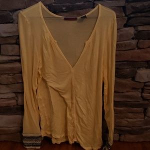 Yellow beaded sleeve blouse